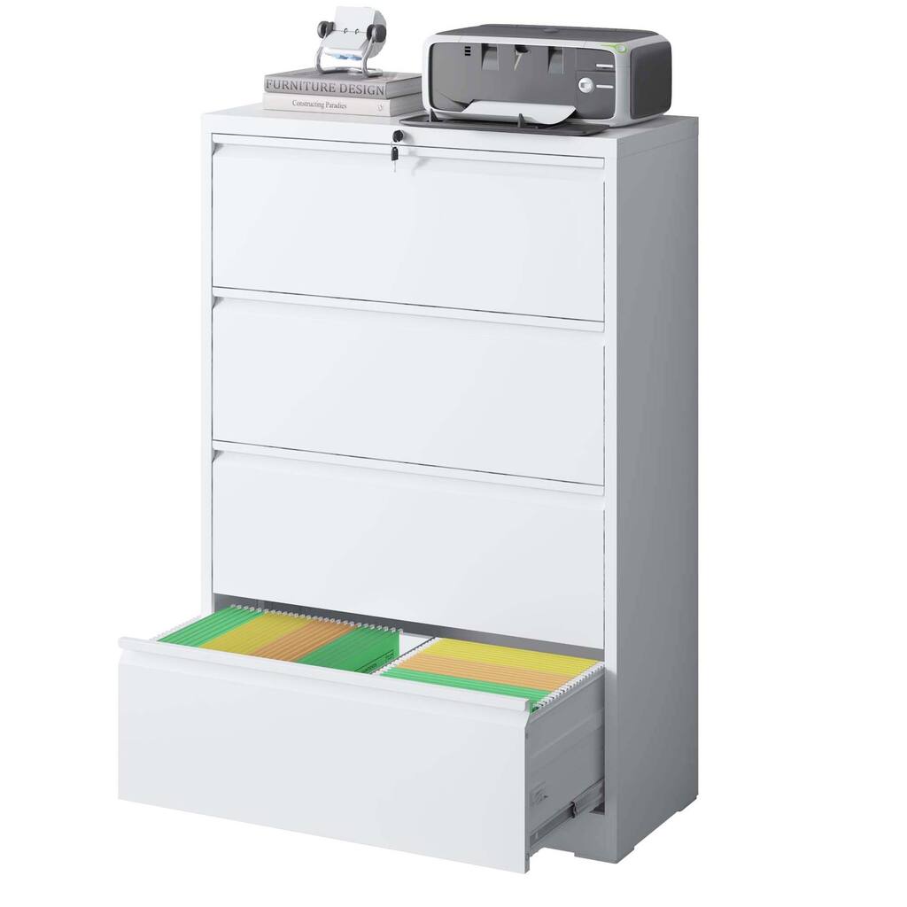 Lateral File Cabinet 4 Drawer, Filing Cabinet with Lock, Lockable File Cabinet for Home Office