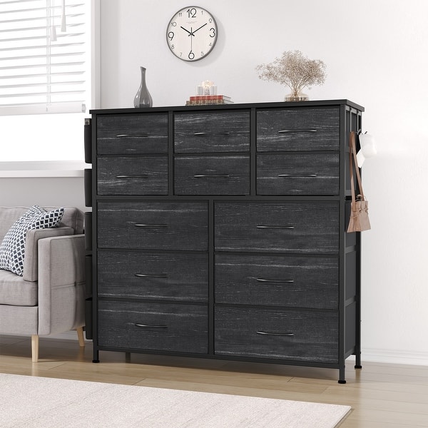 grey fabric dresser Edx 6 Drawer Fabric Dresser for Bedroom, Chest of Drawer Organizer Storage Cabinet for Closet, Entryway, Grey, Size: 6 Fabric Drawers