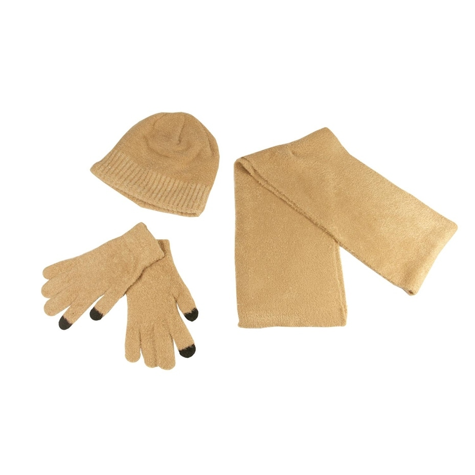 Shop Women S Light Khaki Aloe Vera Plush Winter Touchscreen Gloves