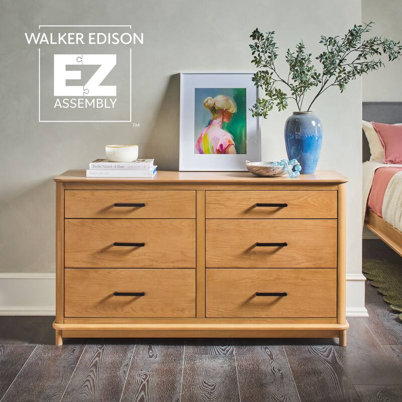 Walker Edison Wood 6-Drawer Dresser with Ultra-Easy Drawer Assembly - English Oak
