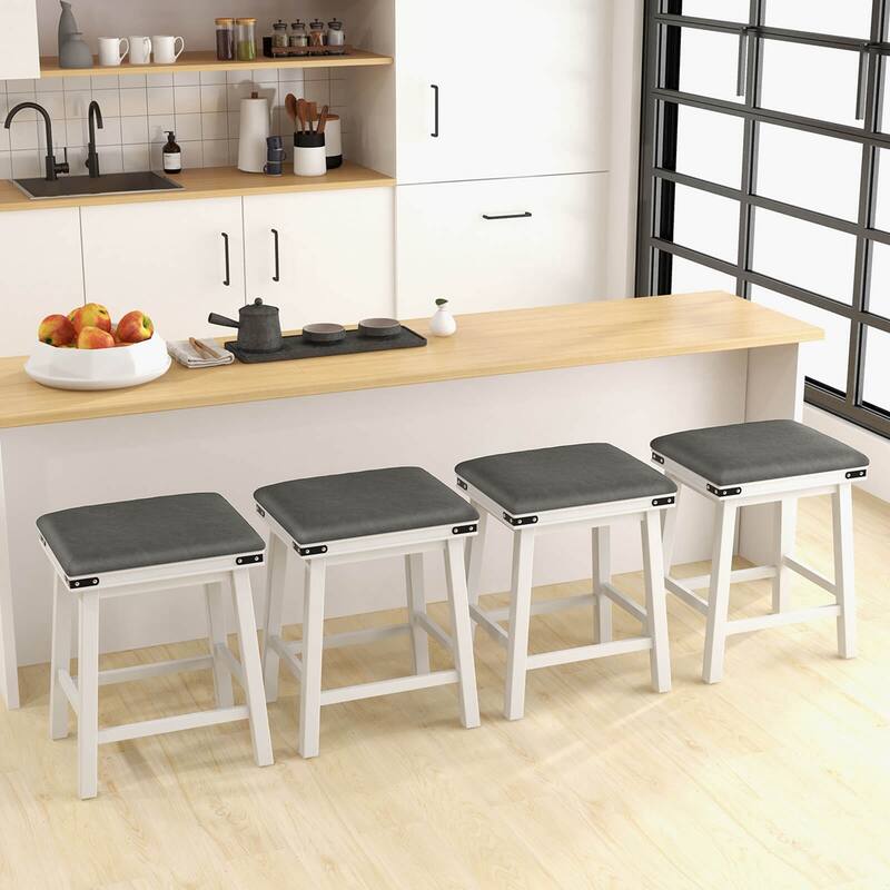 Costway 24'' Dining Bar Stool Set of 2 Counter Height Padded Seat Wood - See Details