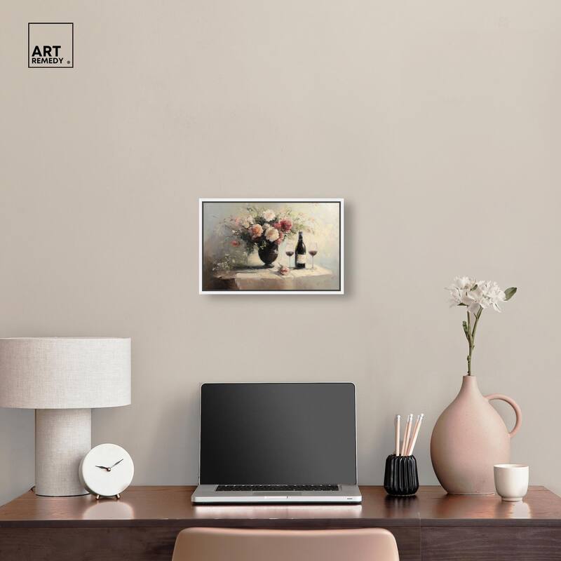 Roses and Red Wine Canvas by Art Remedy