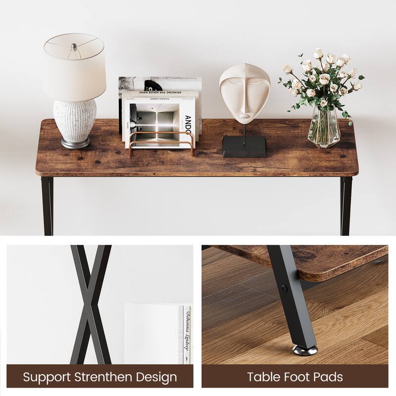 Sofa Tables Narrow Entryway Table with Storage Shelf and Metal Frame