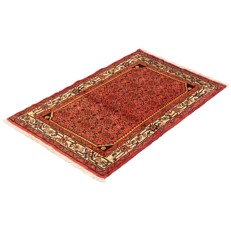 ECARPETGALLERY Hand-knotted Andelz Red Wool Rug - 3'8 x 5'5