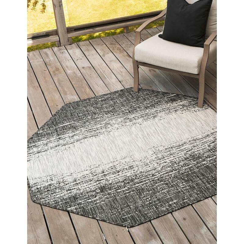 Outdoor Ucul Collection Area Rug - Charcoal Gray - 7'10"x7'10" Octagon