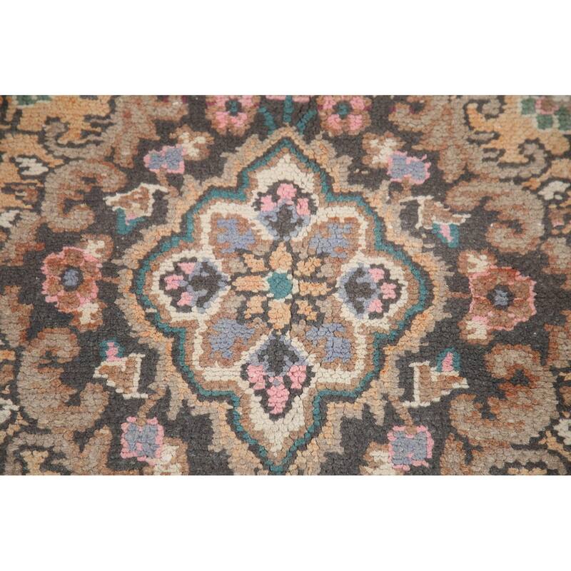 Hand Knotted Oriental 100% Wool Carpet Traditional Floral Oranges & Rust Hamedan Area Rug - 9' 1'' X 6' 0''