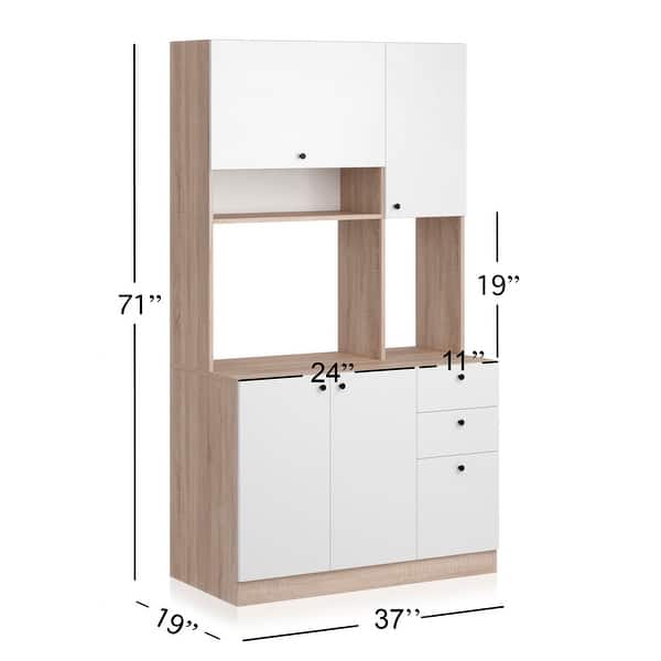 dimension image slide 1 of 5, Living Skog Pantry Kitchen Microwave Storage Cabinet