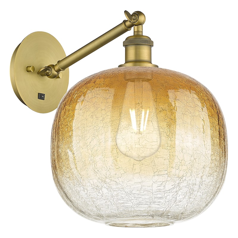 Innovations Lighting 317-1W-12-11 Brookhaven Sphere Sconce Brookhaven - Brushed Brass / Amber