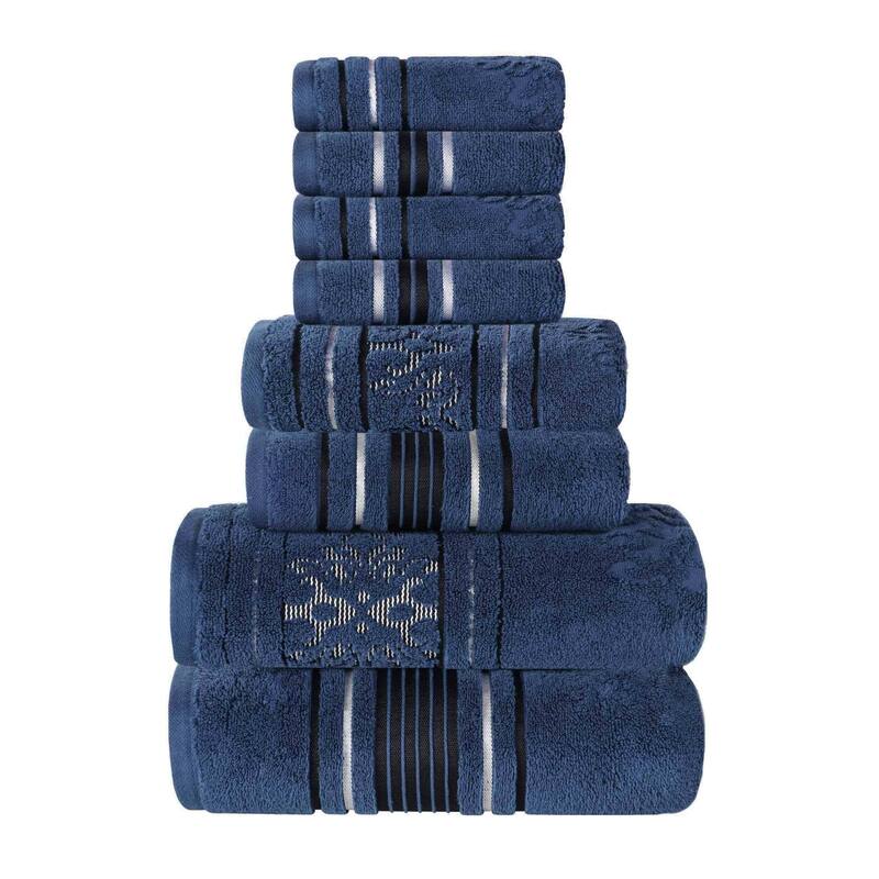 Superior Sadie Zero Twist Cotton Solid and Floral 8 Piece Towel Set
