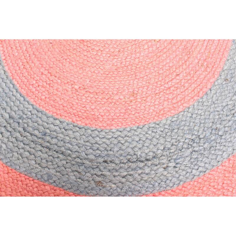 ECARPETGALLERY Braided Weave Palas Denizli Salmon Jute Rug - 3'3 x 3'3