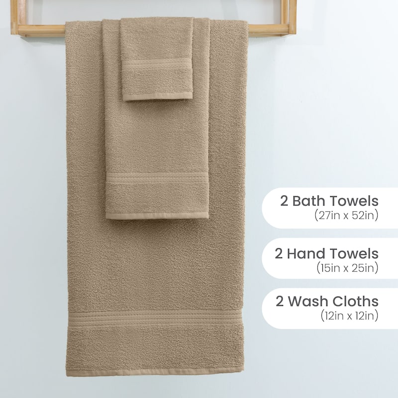 Superior Miami 100% Cotton 6-Piece Towel Set - Lightweight & Quick Drying