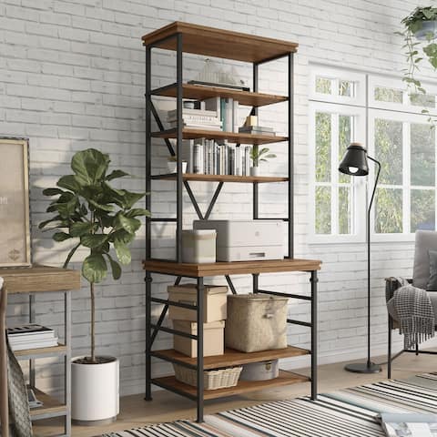 Furniture of America Rendrick Farmhouse Adjustable Shelves Bookcase