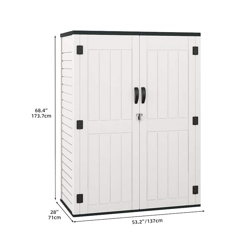 5.6 x 2.3 ft Outdoor Storage Shed, Lockable Resin Waterproof Storage Cabinet