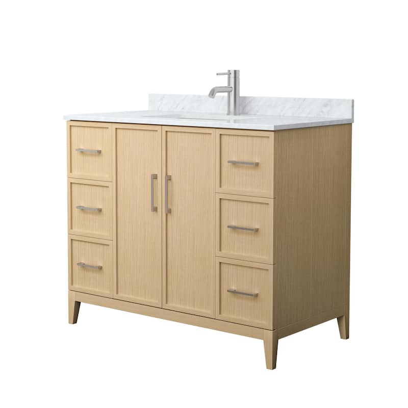 Wyndham Collection WCH717142S-CM-UNSMXX Elan 42" Free Standing Single - White Oak / Brushed Nickel Hardware