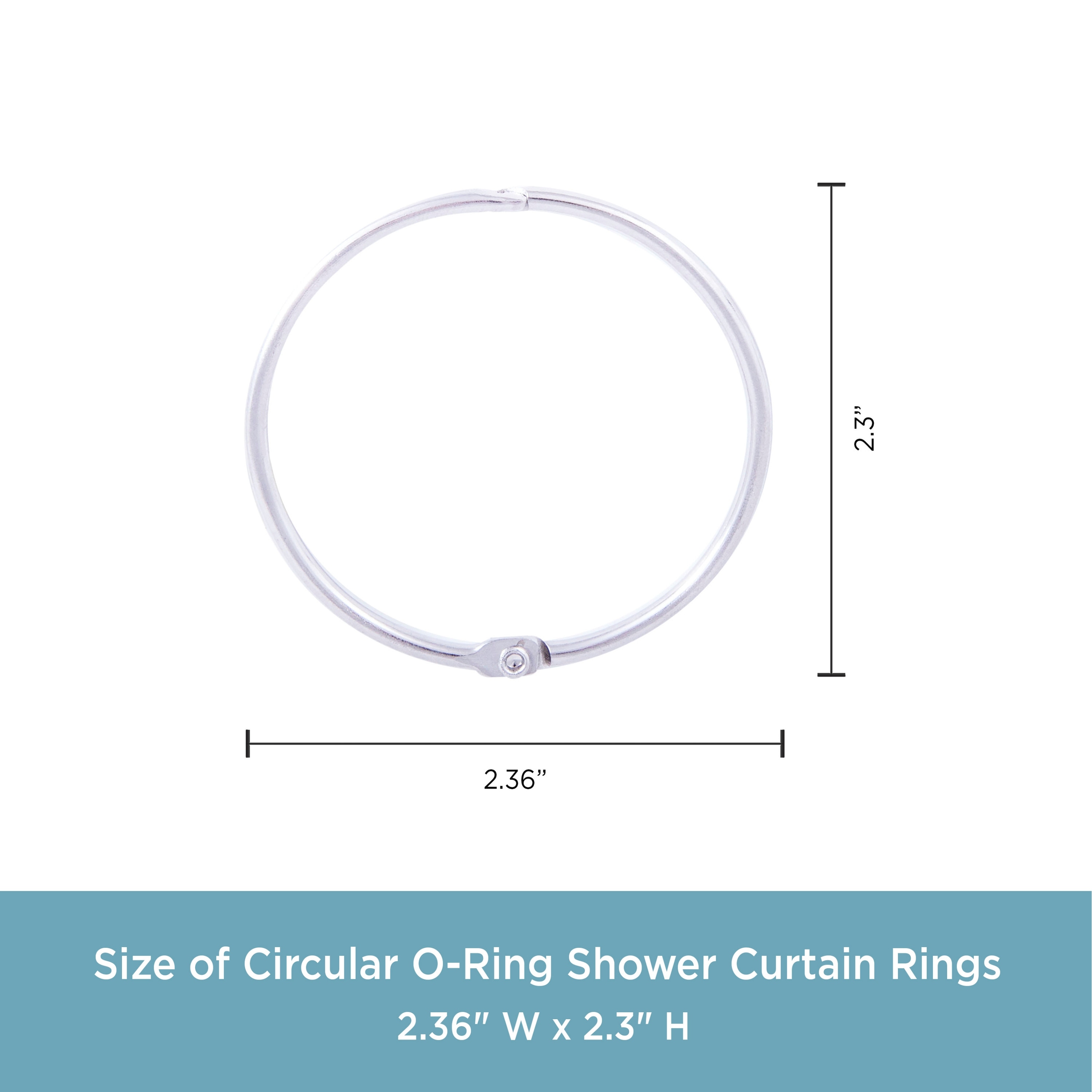 Kenney Circular O-Ring Shower Curtain Rings, Set of 12 - Chrome