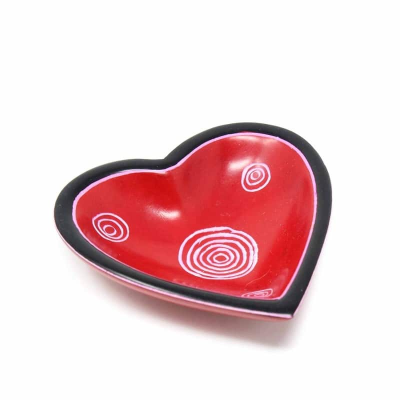 Handmade Small Soapstone Heart Trinket Dishes, Set of 3 (Kenya)