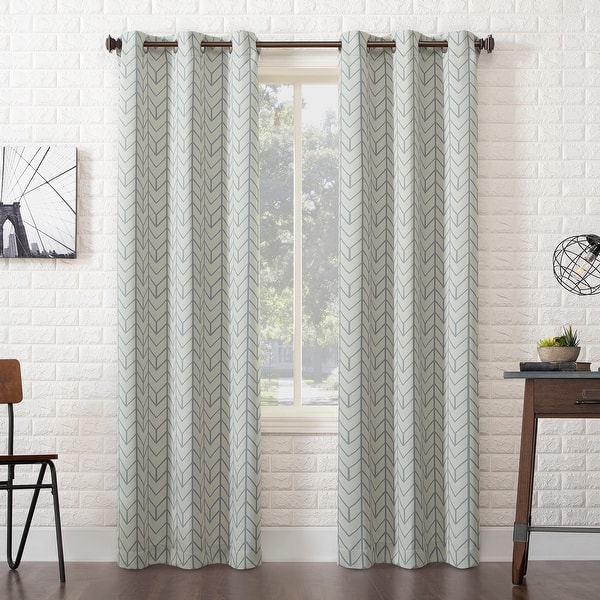slide 1 of 29, Sun Zero Kenwood Chevron Blackout Grommet Curtain Panel, Single Panel Stone - 40 x 63