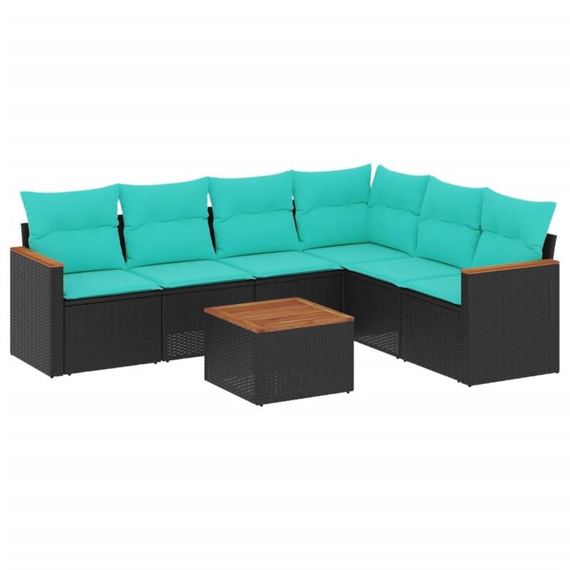 vidaXL Patio Sofa Set with Cushions Outdoor Conversation Furniture Poly Rattan - 24.4x 24.4x 27.2