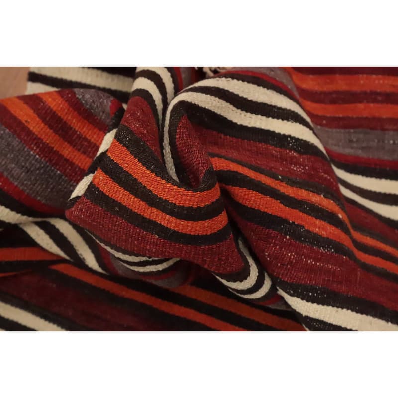 Hand Woven Oriental 100% Wool Carpet Southwestern Geometric Multi-Colored Kilim Area Rug - 10' 4'' X 5' 4''