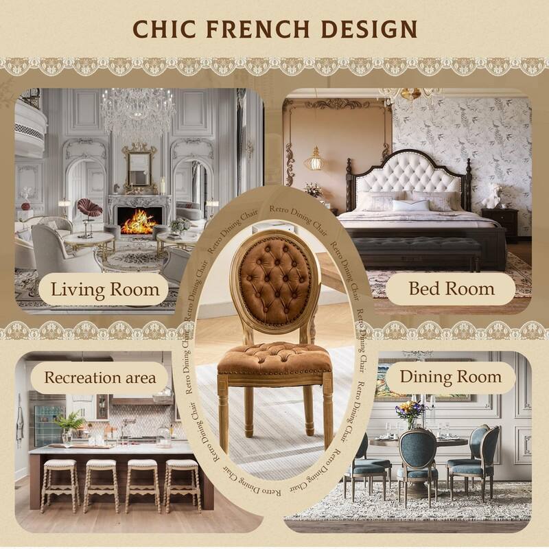 Upholstered French Style Nailhead Dining Chairs(Set of 4)
