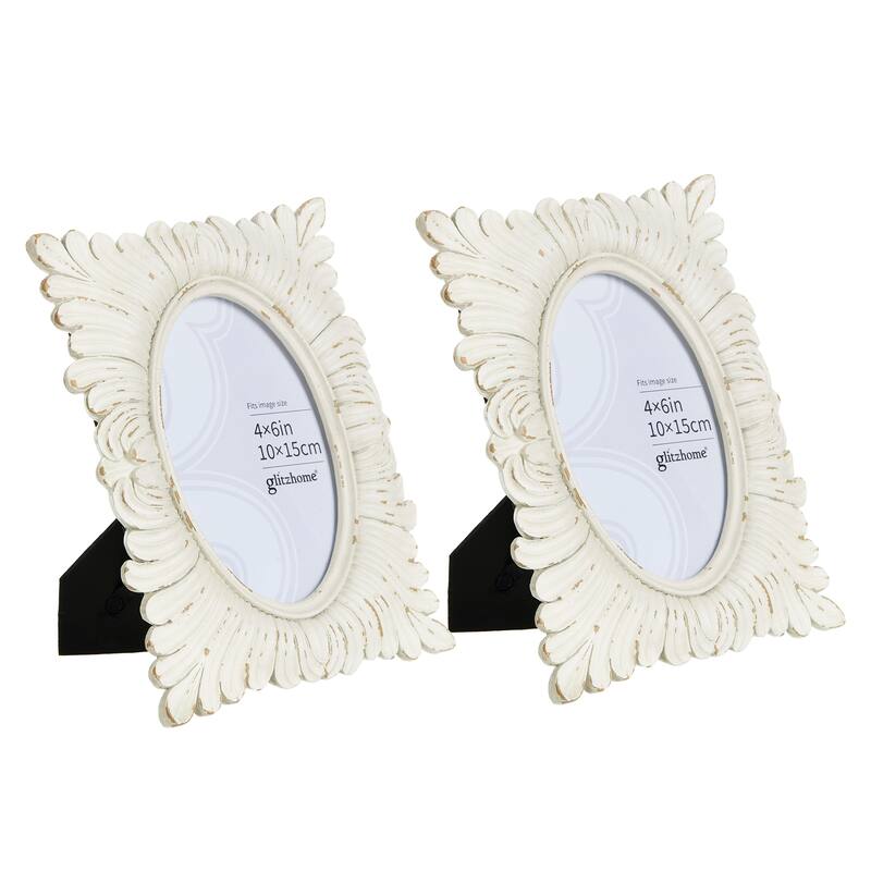 Glitzhome 4x6 Xmas Ornate Resin Wall or Tabletop Picture Frames Set of 2 or 4