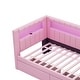 preview thumbnail 6 of 15, Upholstered Twin Size Platform Bed with USB Ports, LED Belt & 2 Drawers, Pink