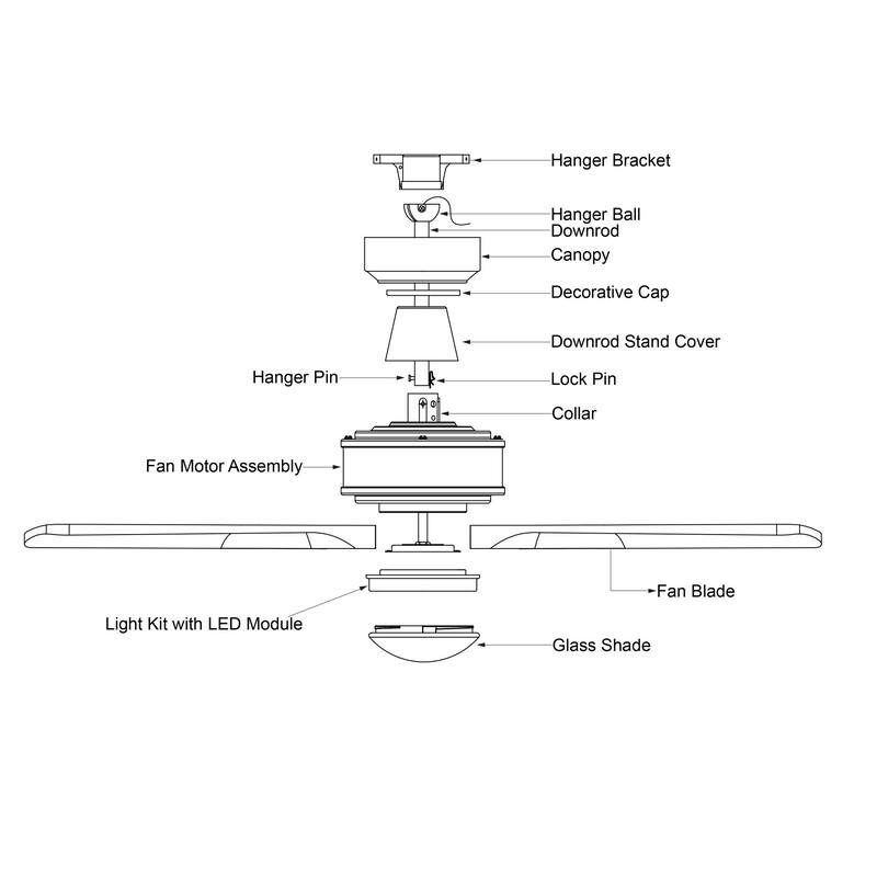 Bellevue VXCFA53440 Garrett 52" 3 Blade Indoor / Outdoor 3000K LED