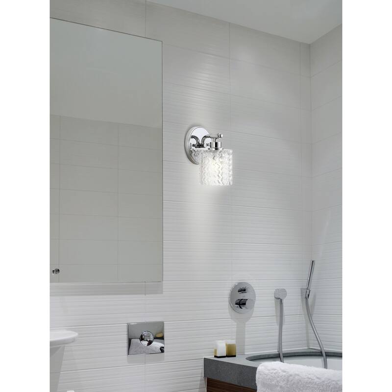 Manhattan Vintage Iron/Chevron Pattern Glass Farmhouse Cottage LED Vanity Light, by JONATHAN Y