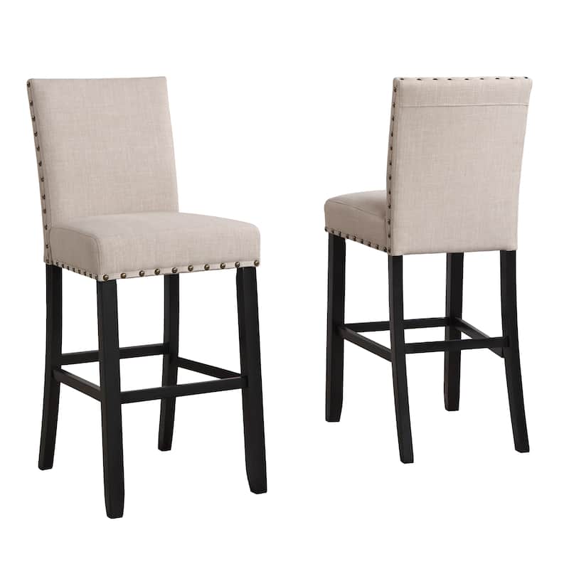 Fabric Bar Stools with Nailhead Trim (Set of 2)