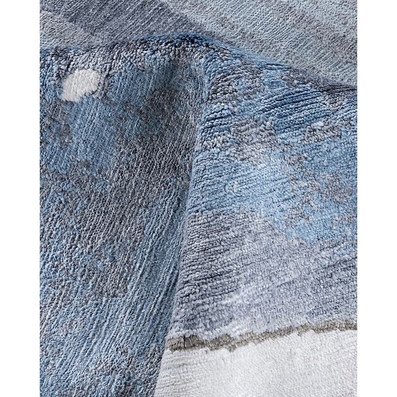 Modern One-of-a-Kind Hand-Knotted Area Rug - Gray, 9' 1" x 12' 2" - 9' 1" x 12' 2"