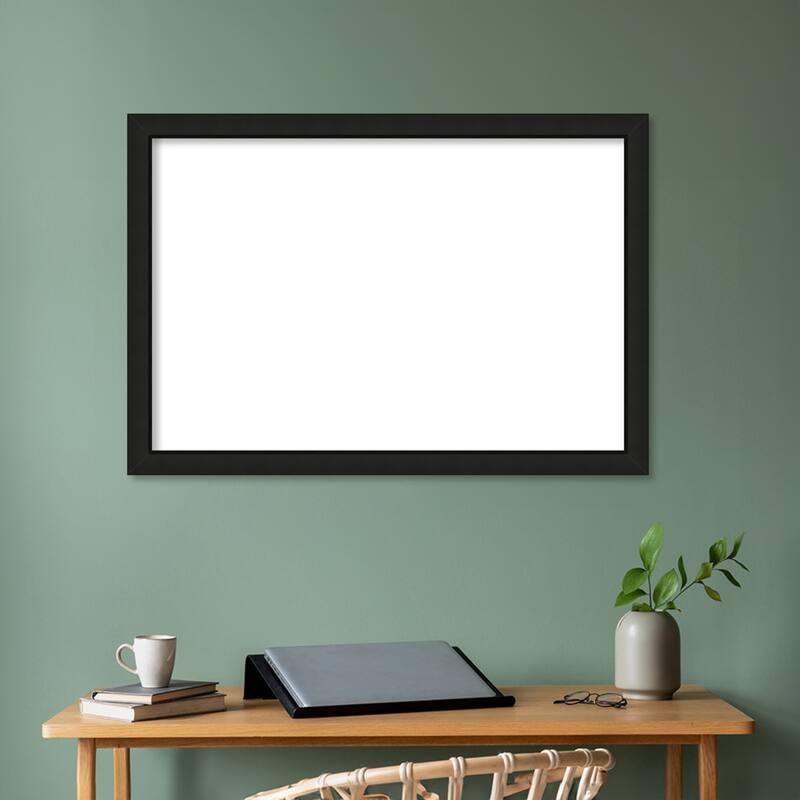 Amanti Art Midnight Black Narrow Framed Dry Erase Magnetic Board