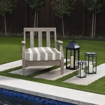 Sorra Home Tan and White Stripe Indoor/Outdoor Corded Deep Seating Cushion