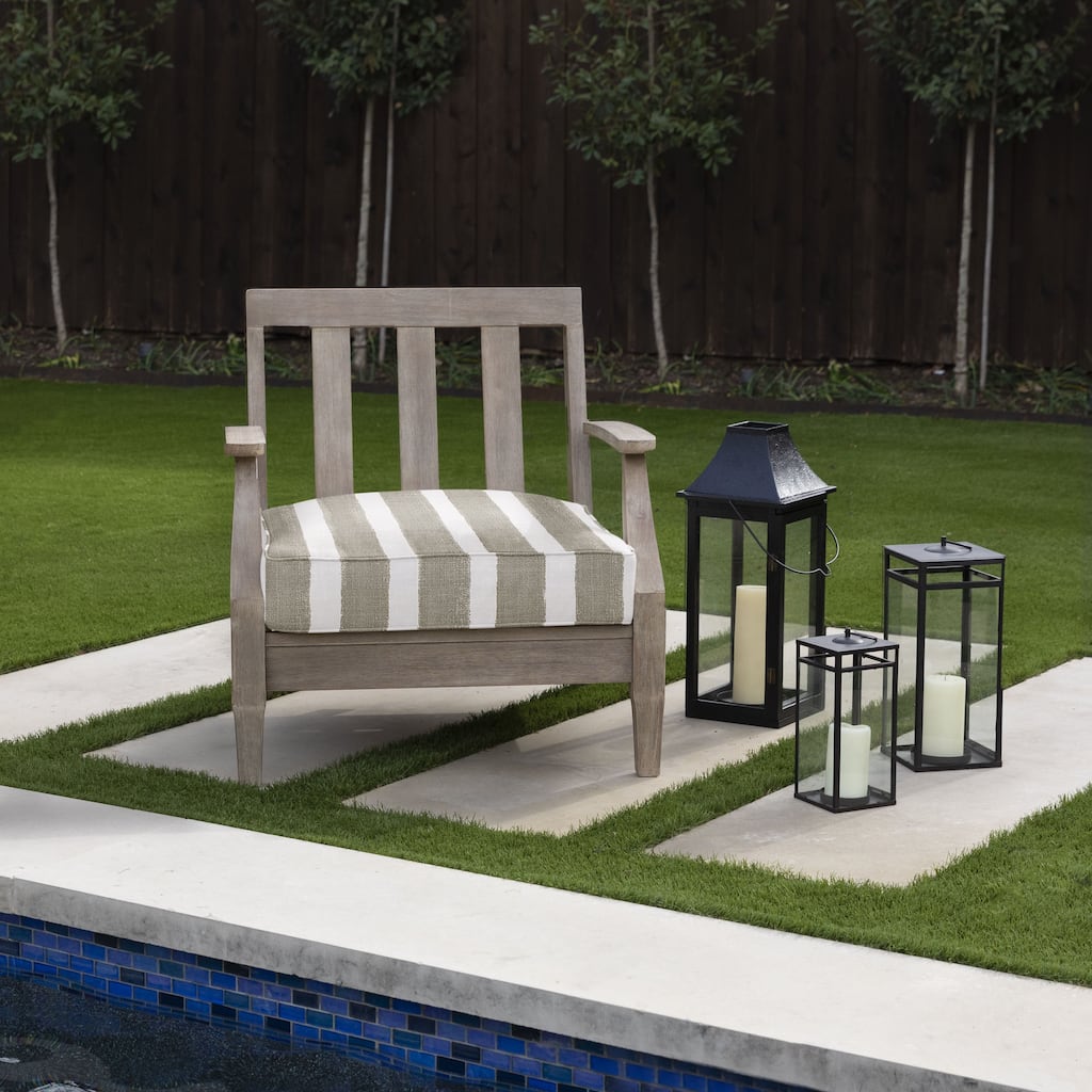Sorra Home Tan and White Stripe Indoor/Outdoor Corded Deep Seating Cushion