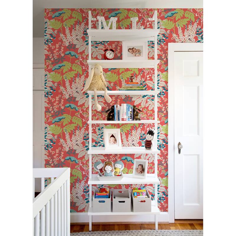 A-Street Prints Brie Red Forest Flowers Wallpaper