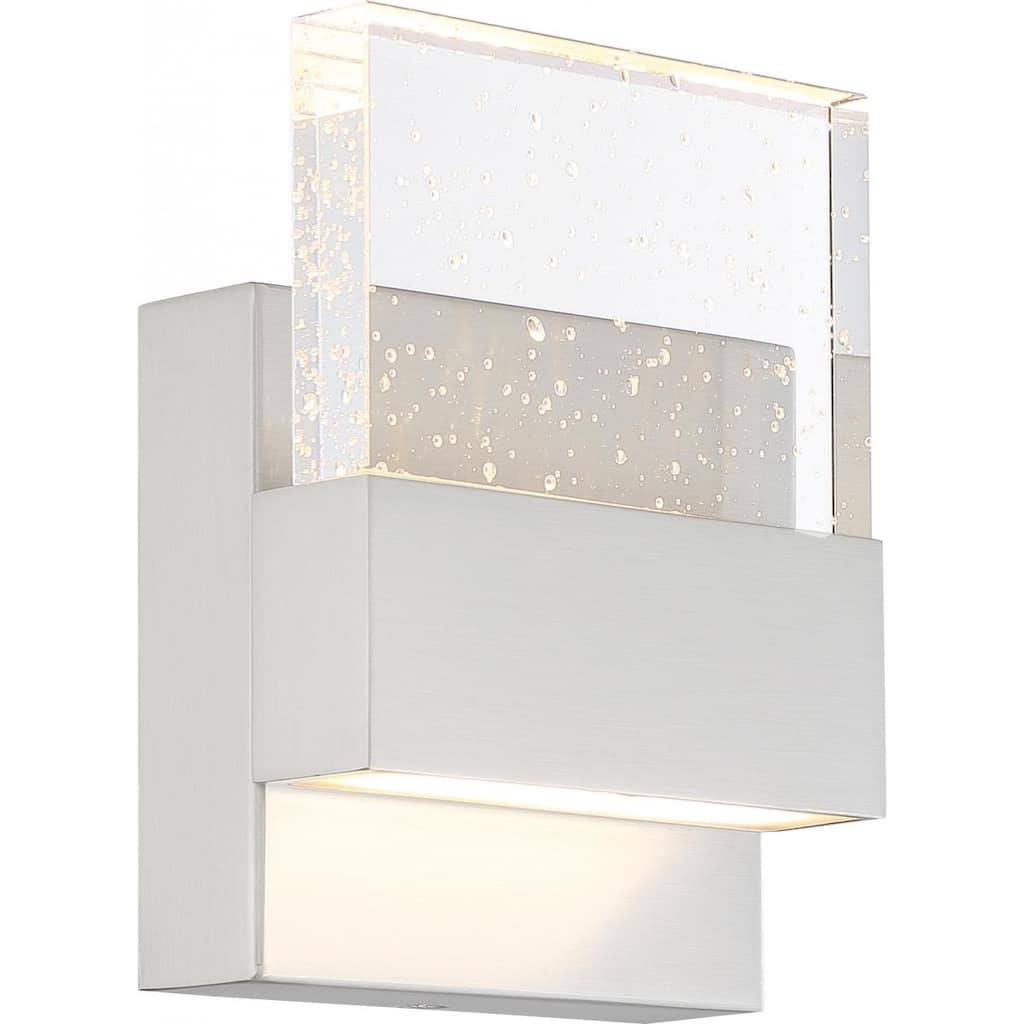 Ellusion LED Small Wall Sconce 15W Polished Nickel Finish with Seeded Glass - N/A