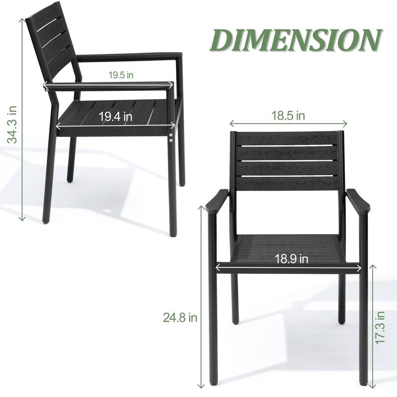 Pellebant 7/9PC Outdoor Rectangle Aluminum Dining Table with Stackable Chairs
