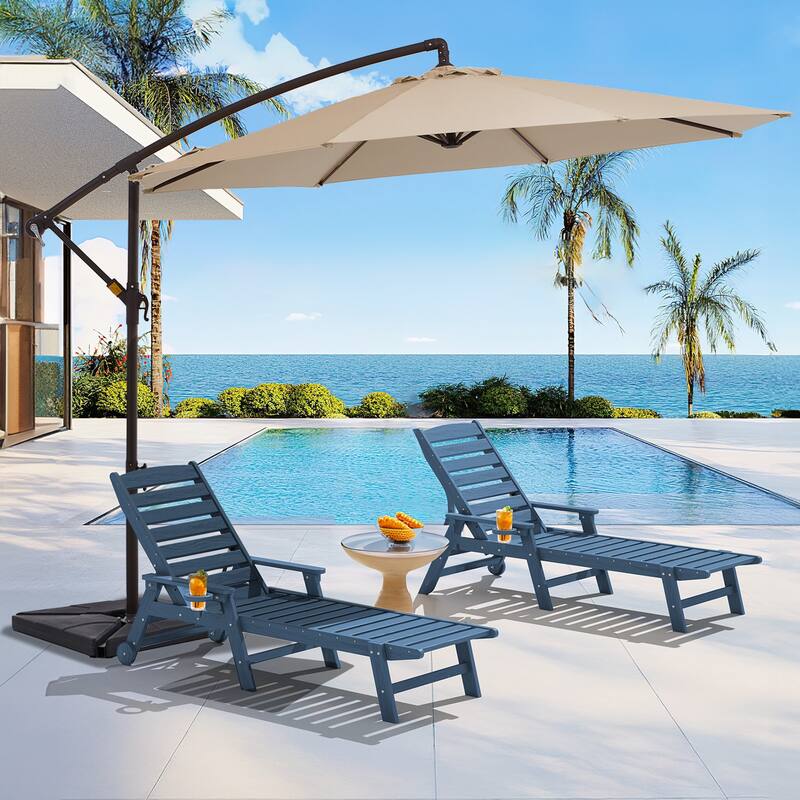 10 ft Steel Crank-lift Cantilever Umbrella With Weighted Base