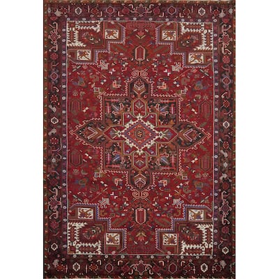 Hand Knotted Oriental 100% Wool Carpet Traditional Medallion Red Heriz Area Rug - 12' 3'' X 9' 9''