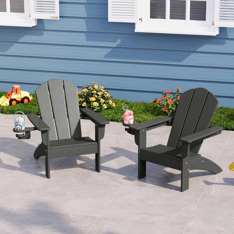 Laguna Kids Outdoor Poly Adirondack Chair with Cup Holder (Set of 2)