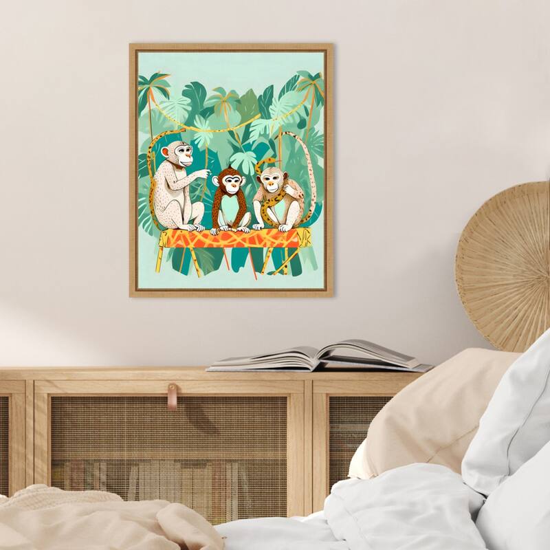 Monkey Play Date by Uma Gokhale Framed Canvas Wall Art