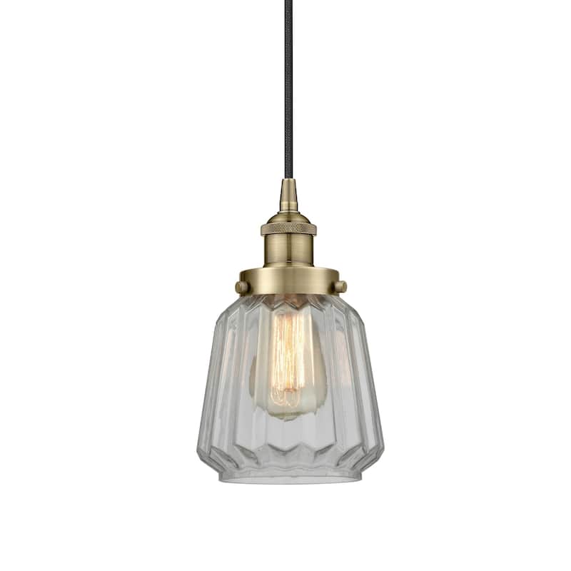 Innovations Lighting 616-1PH-12-7 Chatham Pendant Chatham 7" Wide Mini - Antique Brass / Clear