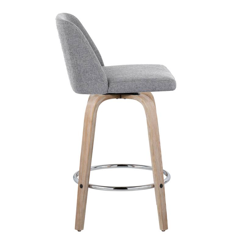 Carson Carrington Vallberga 26" Fixed-Height Counter Stool With Whitewashed Wood Base (Set of 2)