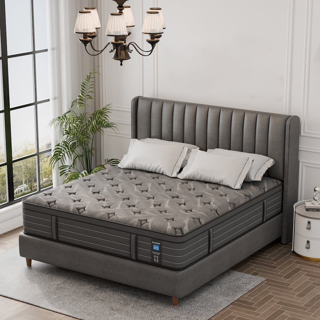 Modland 14" Firm Hybrid Mattress in a Box - Cool Gel Memory Foam & Pocket Spring, Fiberglass-Free Support for Back Pain