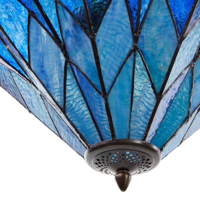 Tiffany-Style River of Goods Aqua/Blue/Purple Stained Glass 20.25-Inch Pendant Light - 20.25" x 20.25" x 28"