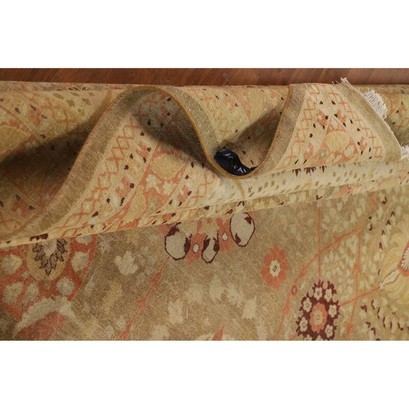 Floral Tabriz Oriental Large Rug Hand-Knotted Wool Carpet - 12'2"x 17'10"