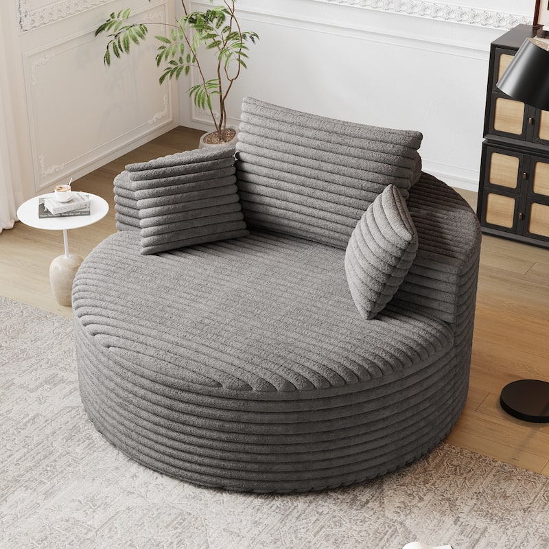 50"L Corduroy Sponge Single Sofa,No Assembly Required,Fluffy Modern Sleeper Chair (Not A Swivel Chair)
