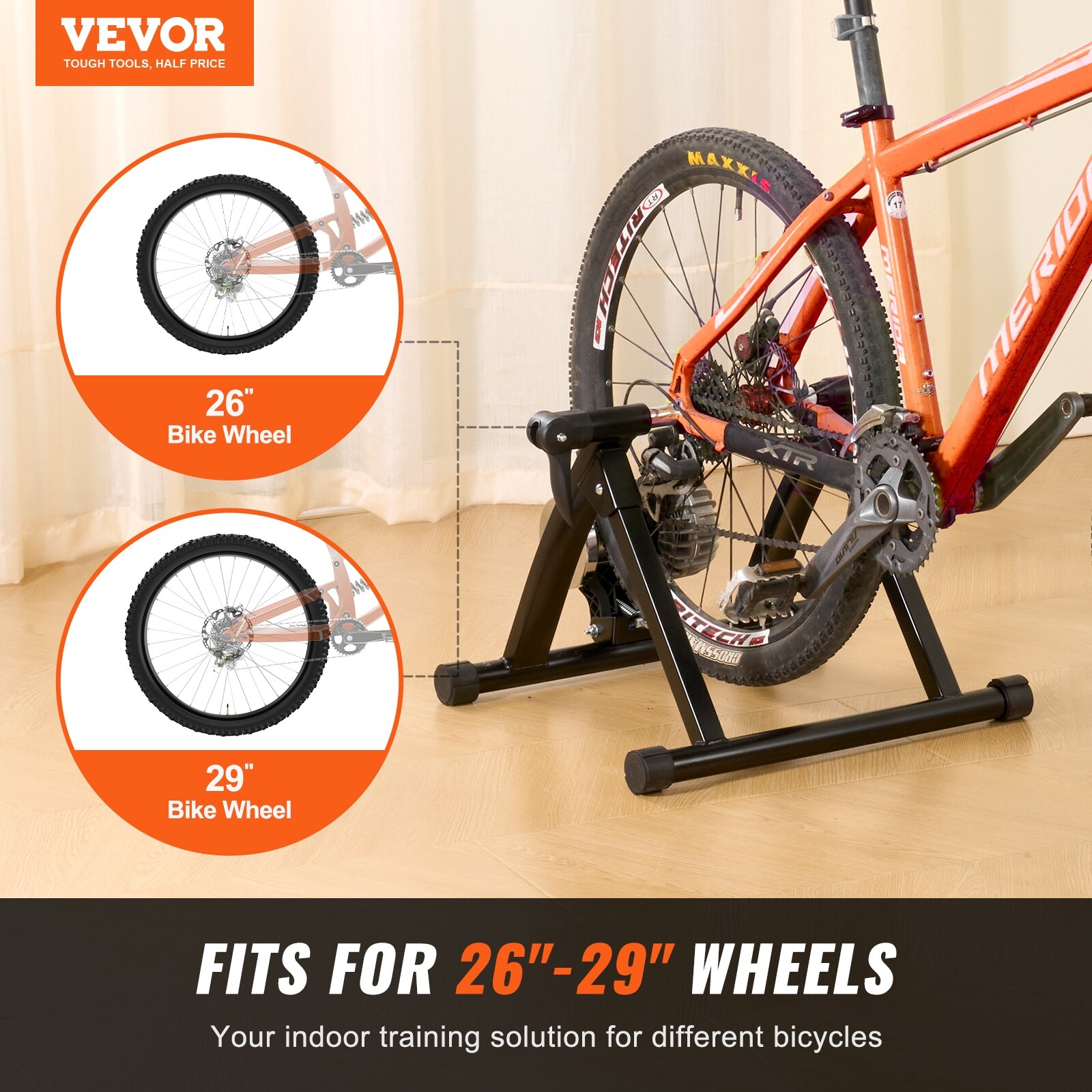 VEVOR Bike Trainer Stand Magnetic Stationary Bike Stand for 26 29 Wheels Noise Reduction Flywheel Motor Protable Cycling for Indoor Riding