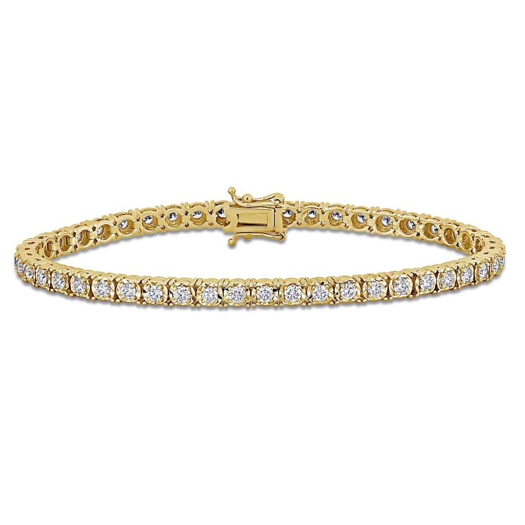 Miadora 2 1/2ct TW Lab-Grown Diamond Tennis Bracelet in 14k Yellow Gold