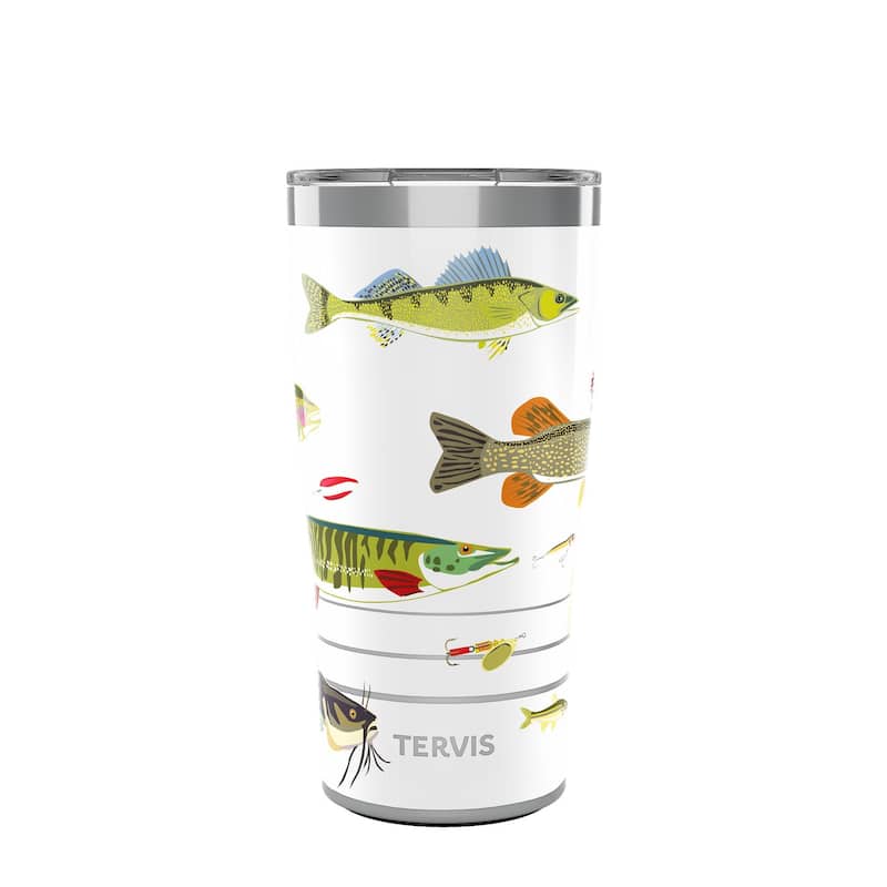 Tervis Traveler Freshwater Fish and Lures Triple Walled Insulated Travel Tumbler, Stainless Steel - 20oz - 20oz