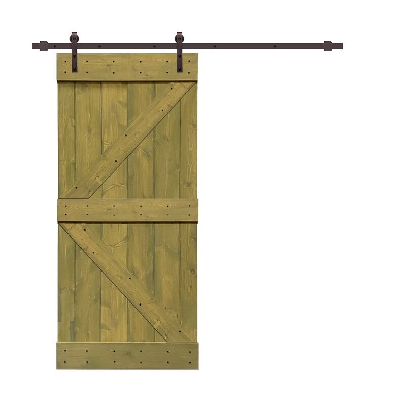 CALHOME K Series Stained Wood Sliding Barn Door with Hardware Kit